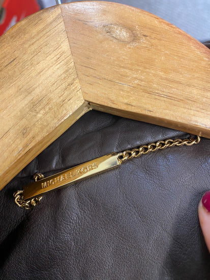 Stunning Michael Kors Biker Jacket UKM Brown Leather BB001