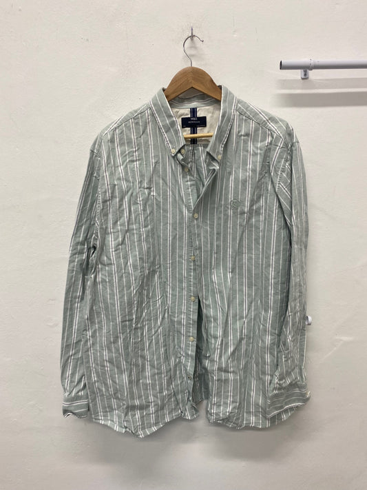 Stunning M&S Heritage Button-Up Shirt 3XL Green striped classic AM006