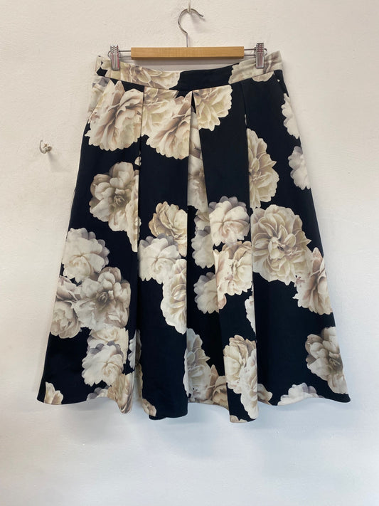 Classic Fenn Wright Manson Occasion Midi Skirt Uk14 Navy Floral Ivory EJP01