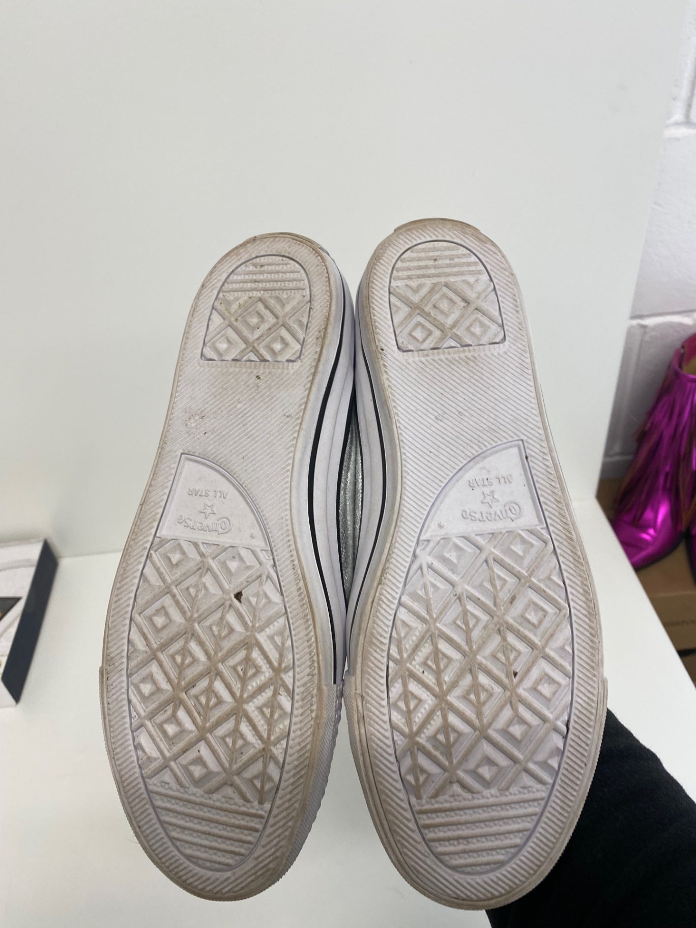 Classic Converse Sneakers UK6 Silver metallic Rare NN001