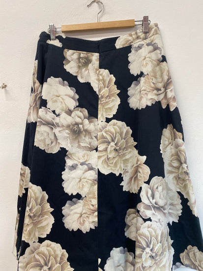 Classic Fenn Wright Manson Occasion Midi Skirt Uk14 Navy Floral Ivory EJP01
