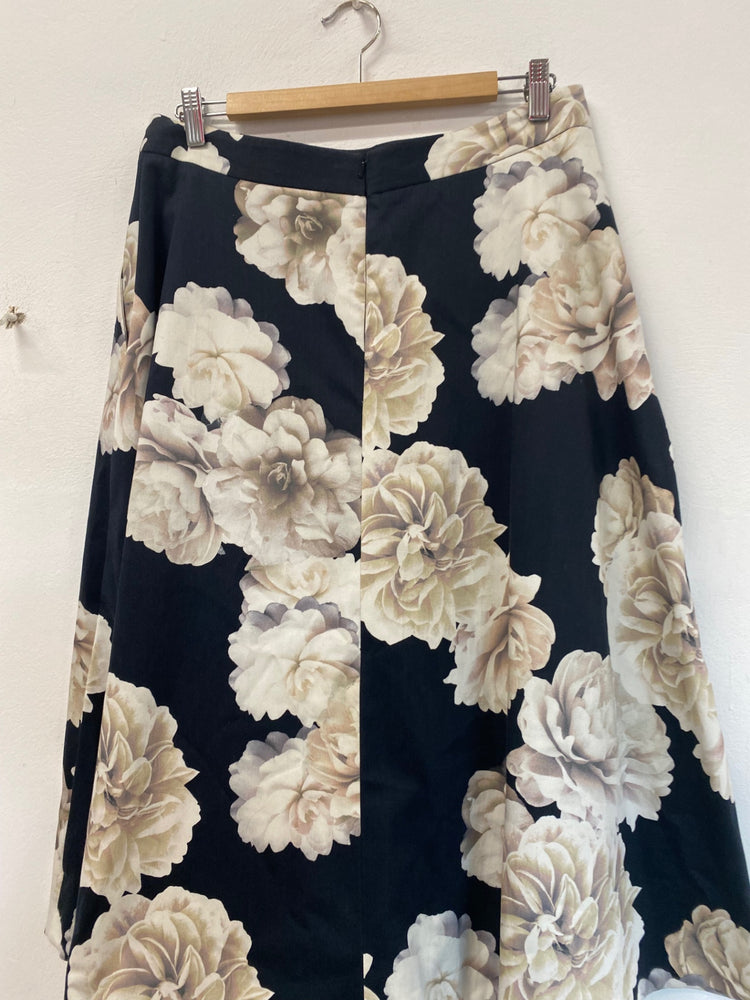 Classic Fenn Wright Manson Occasion Midi Skirt Uk14 Navy Floral Ivory EJP01