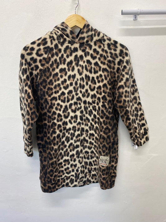 Classic No.21 Hoodie Mini Dress Age10 Leopard print (tan, black, and beige)
