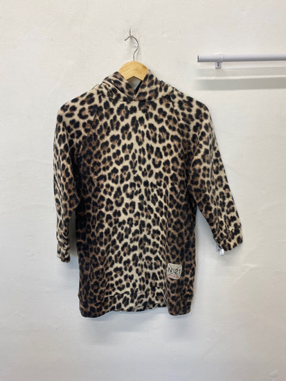 Classic No.21 Hoodie Mini Dress Age10 Leopard print (tan, black, and beige)