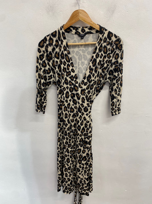 Classic HOBBS Wrap dress UK10 Leopard print (beige, black, brown)