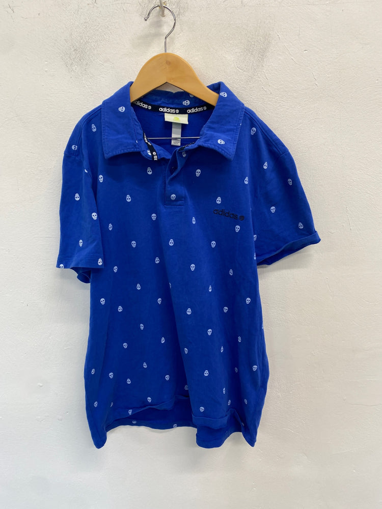 Classic adidas Polo Shirt M Blue skull BB001