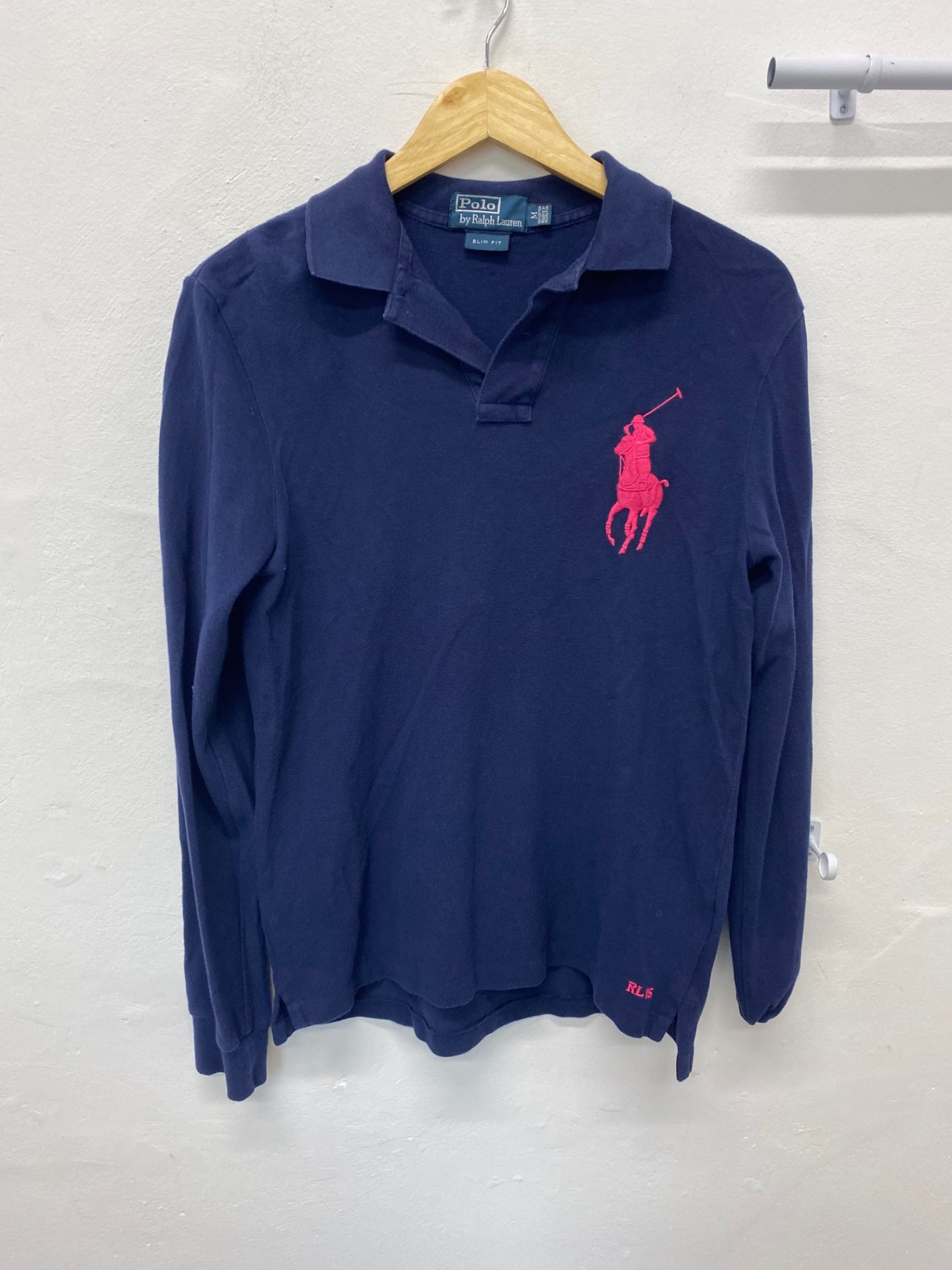 Classic Ralph Lauren Polo shirt Uk M Navy blue & Pink BB001