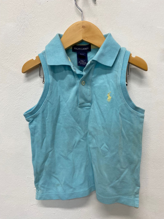 Classic Ralph Lauren Sleeveless Polo Shirt Age 7 Light Blue BB001