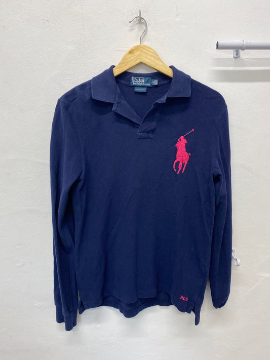 Classic Ralph Lauren Polo shirt Uk M Navy blue & Pink BB001