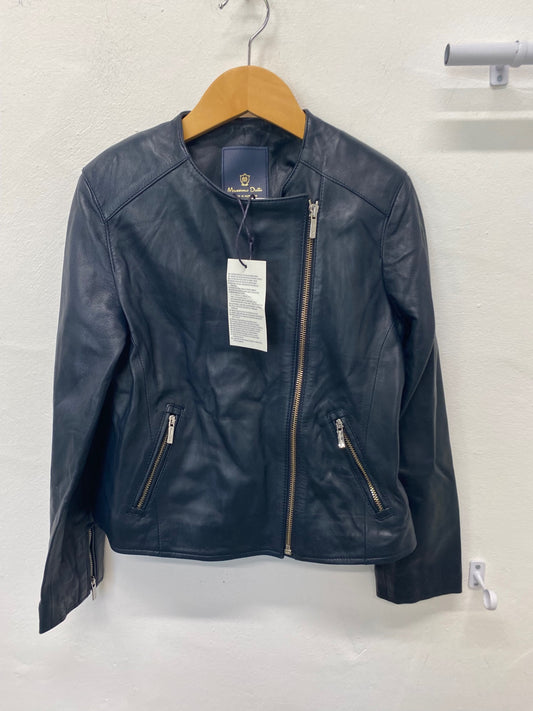 Classic Massimo Dutti Leather jacket Age 9-10 Navy Blue BB001