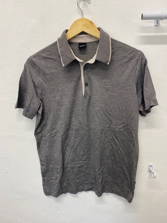 Classic Hugo boss Polo Shirt UkS Grey black  striped BB001