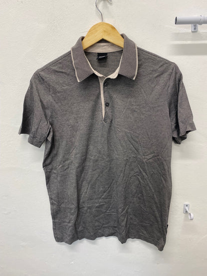 Classic Hugo boss Polo Shirt UkS Grey black  striped BB001