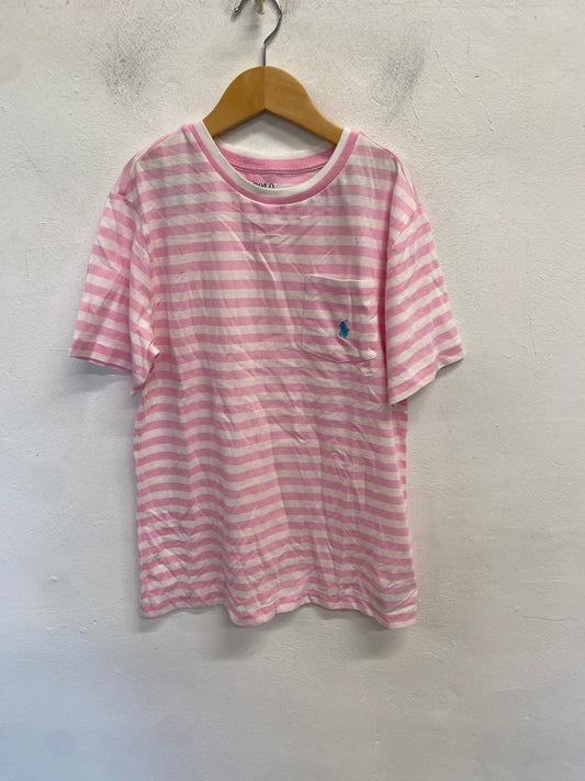 Classic Polo Ralph Lauren T-Shirt Age 10-12 Pink striped oversized BB001
