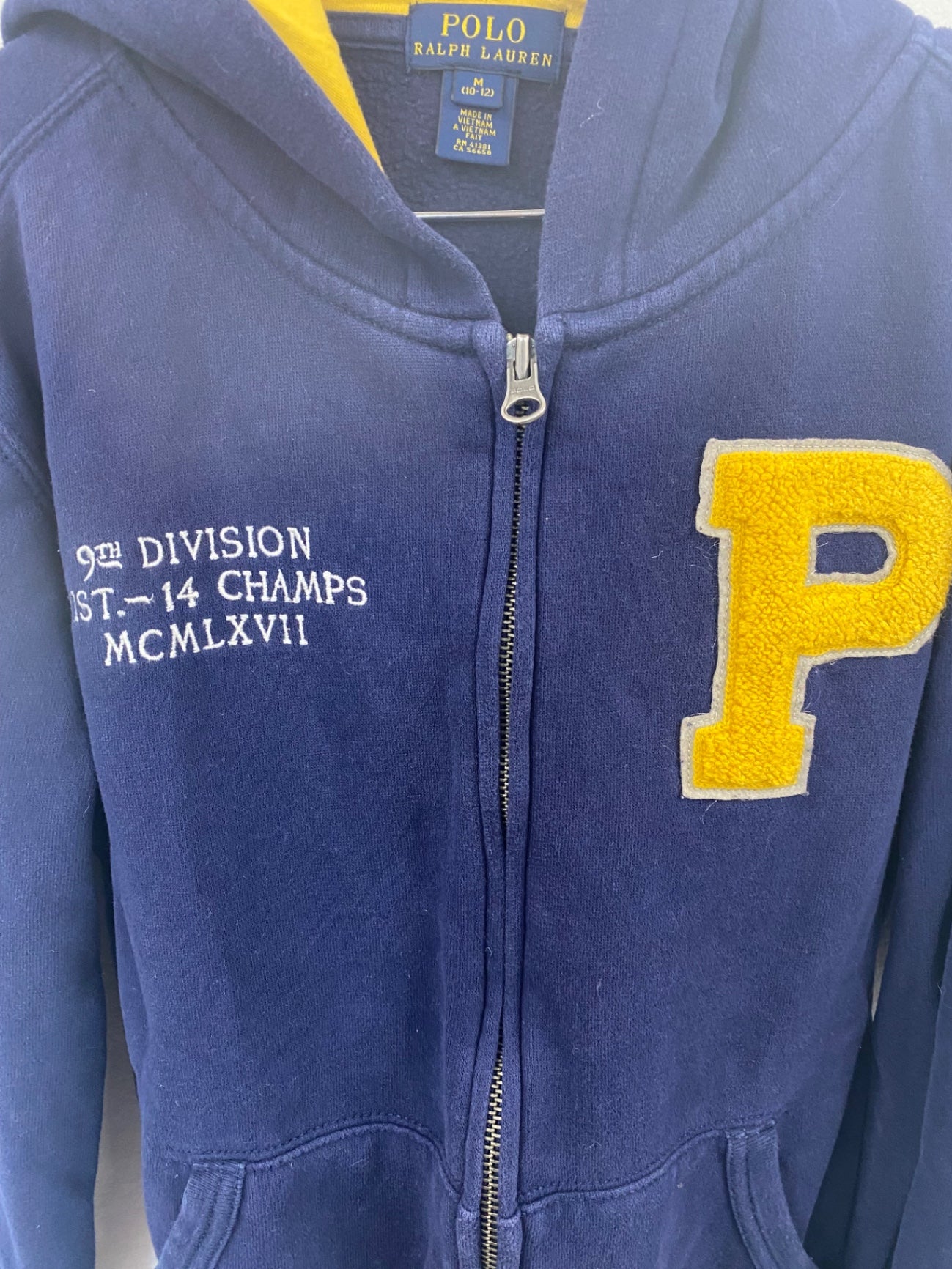 Classic Polo Ralph Lauren Hoodie 10-12 Years Navy & Yellow BB001