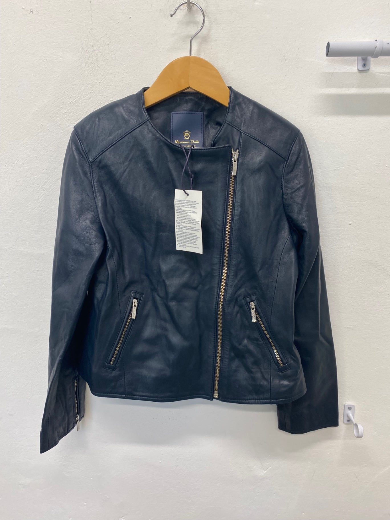 Classic Massimo Dutti Leather jacket Age 9-10 Navy Blue BB001