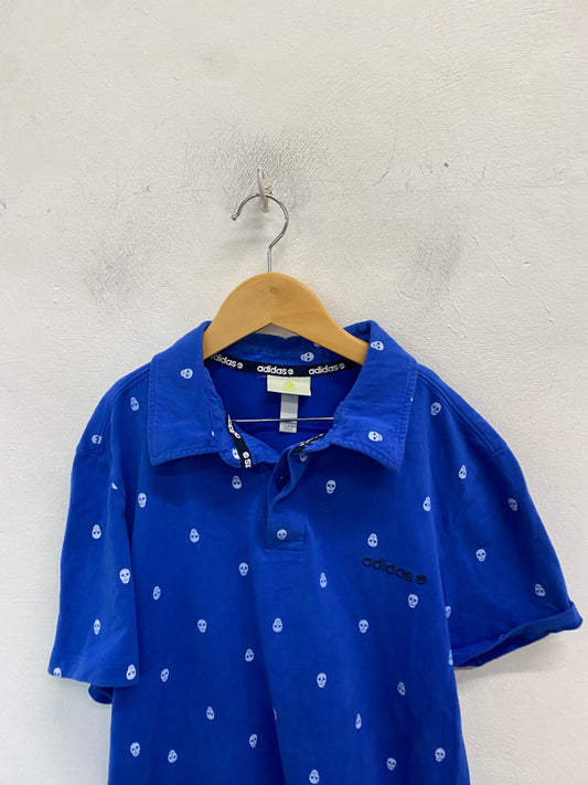 Classic adidas Polo Shirt M Blue skull BB001