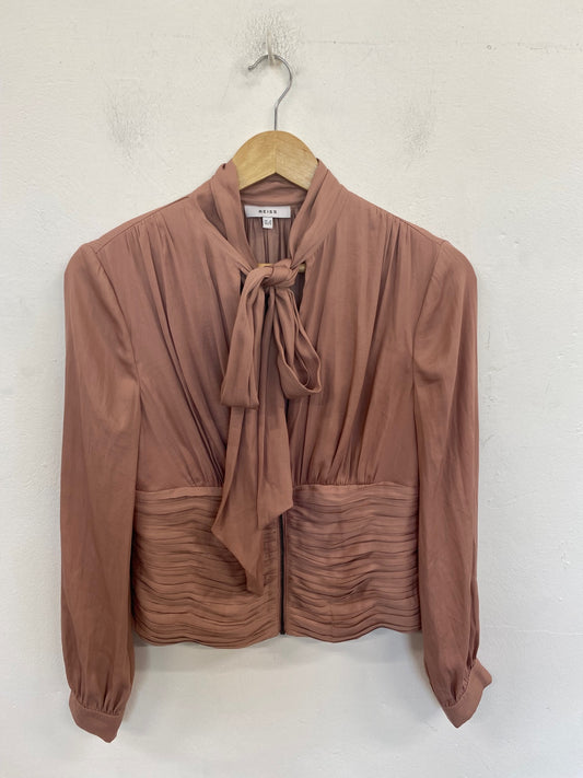 Classic REISS Skye Bow Neck Blouse UK8 Rose JB006