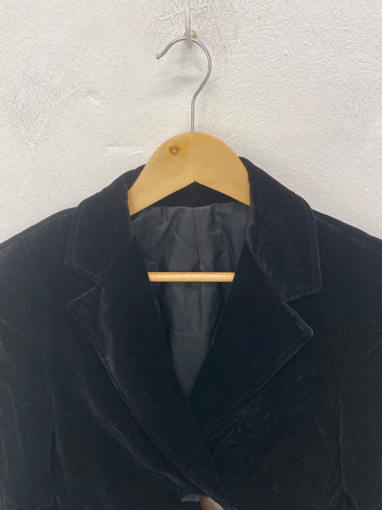 Fabulous Vintage St Michael’s cropped Blazer Uk14 Black 1980’s TC002