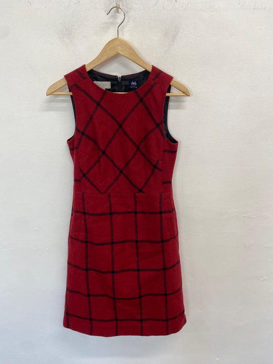 Classic HOBBS Midi Dress Uk 6 Red black checked JB006