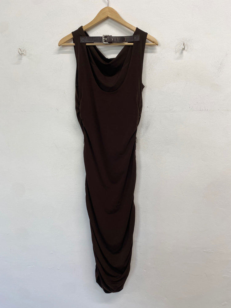 Classic Michael Kors Dress UK XS Brown cowl neck JB006 