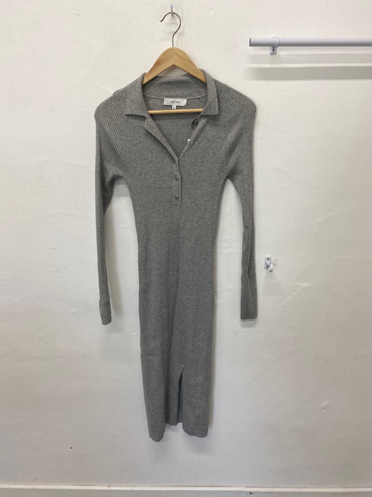 Classic Reiss Midi Dress UkXS Grey ribbed knit JB006