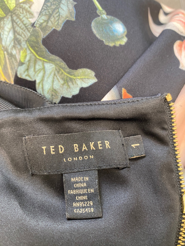 Classic Ted Baker Dress UK6 Black floral formal JB006