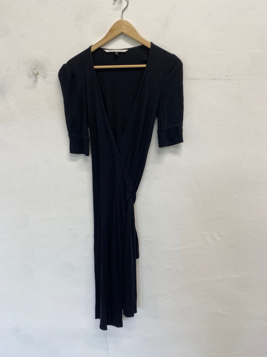Classic Diane Von Furstenberg wrap dress UK6 Black JB006