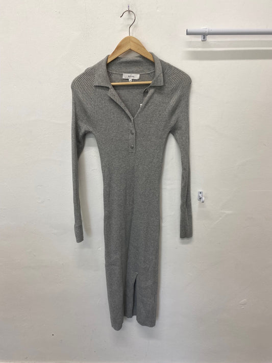 Classic Reiss Midi Dress UkXS Grey ribbed knit JB006