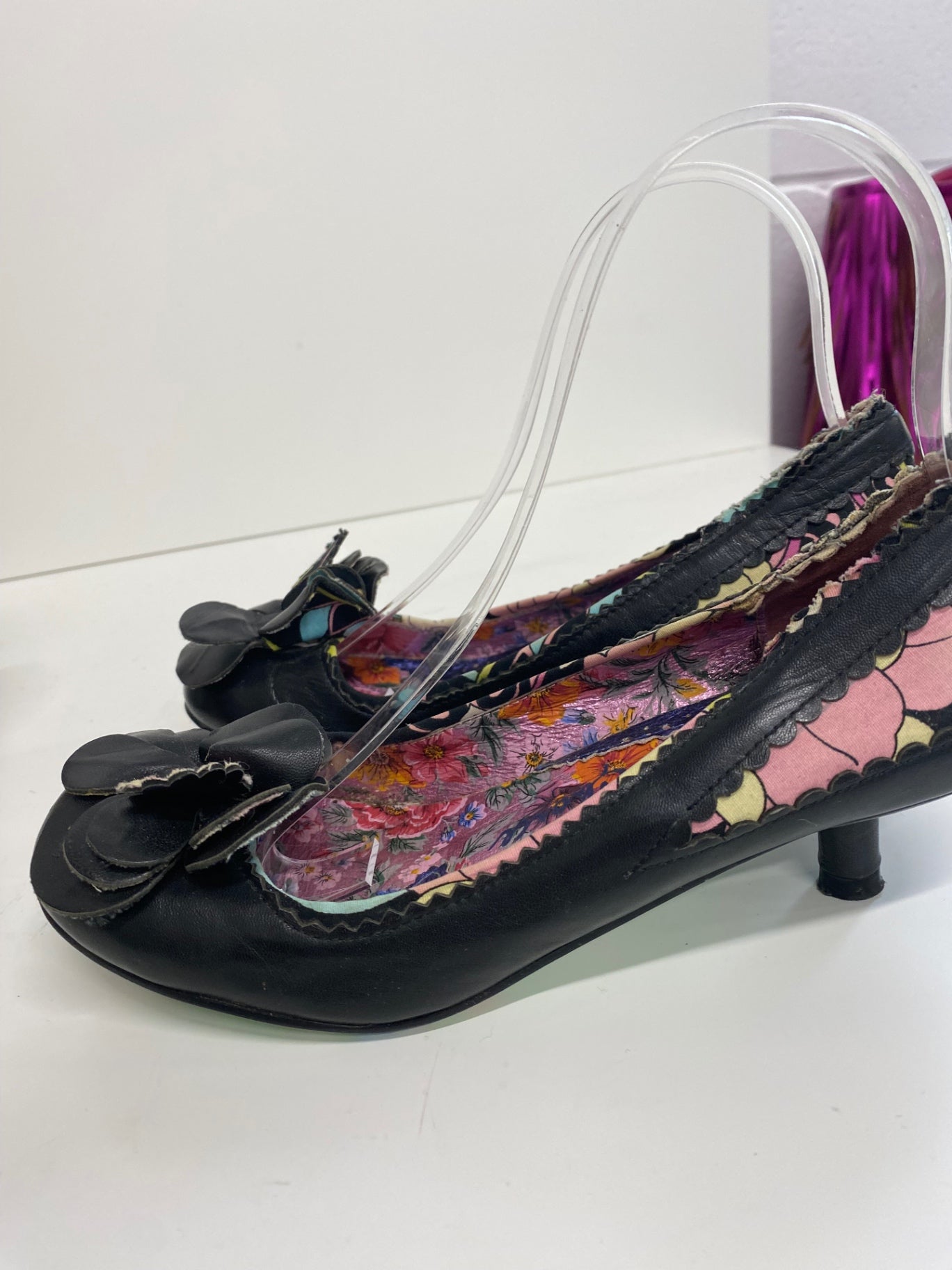 Classic Irregular Choice kitten heels UK3.5 Black Floral BT001