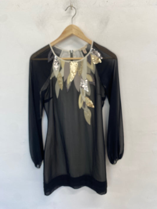 Classic Ted Baker Dress UK4 Black and Gold formal JB006