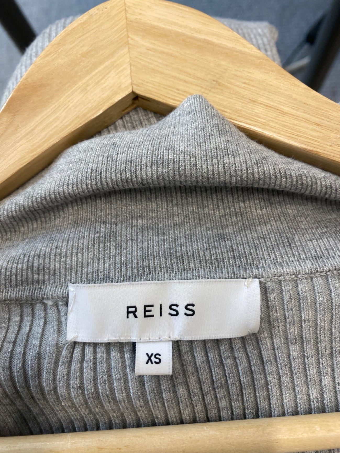 Classic Reiss Midi Dress UkXS Grey ribbed knit JB006