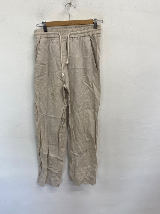 Classic Zara Wide leg trousers UK XS Beige summery JB006