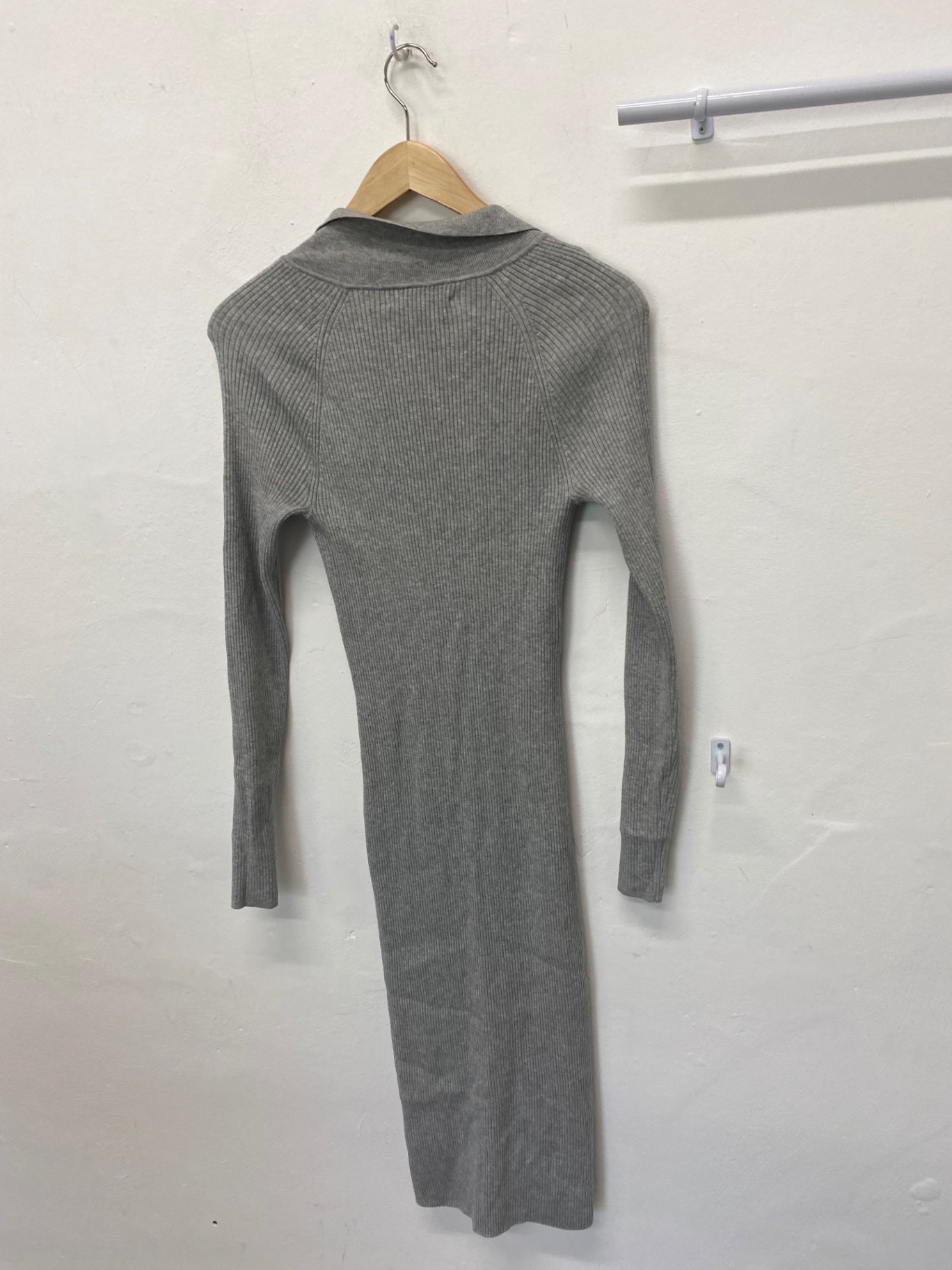 Classic Reiss Midi Dress UkXS Grey ribbed knit JB006