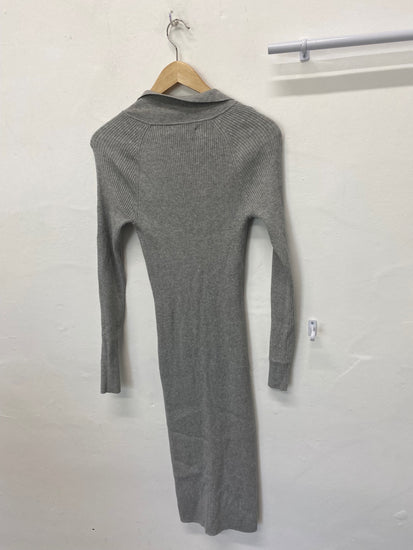 Classic Reiss Midi Dress UkXS Grey ribbed knit JB006