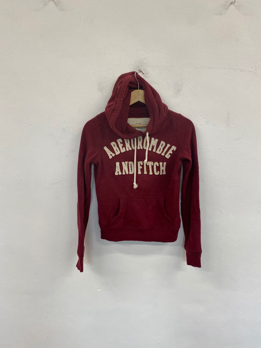 Classic Abercrombie & Fitch Hoodie UK XS Burgundy JB006