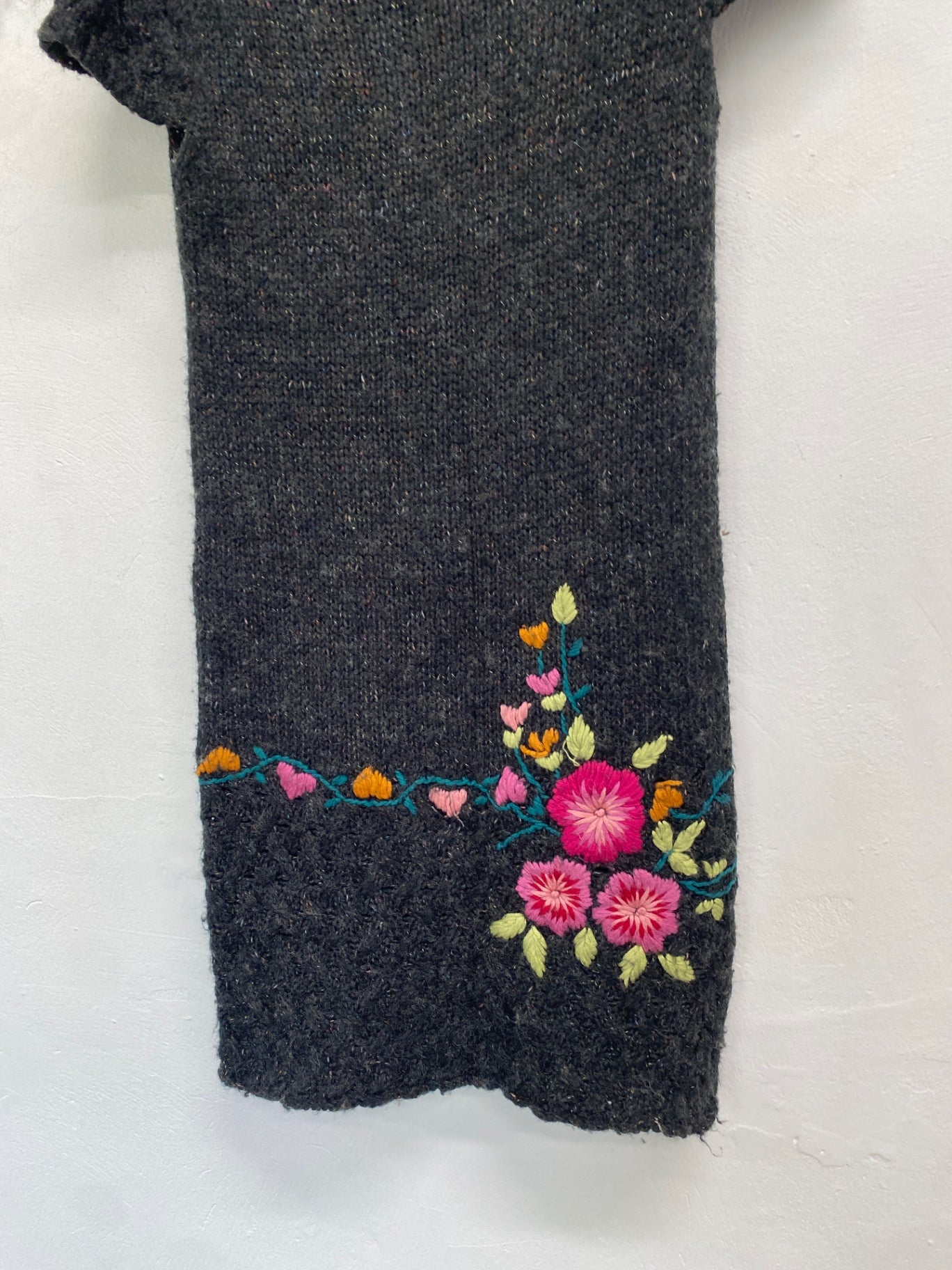 Classic Desigual Dress UK S Grey embroidered