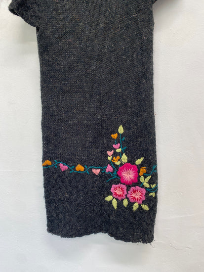 Classic Desigual Dress UK S Grey embroidered