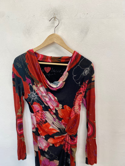 Classic Desigual Dress UK XS Multicolor floral cowl neck JB006