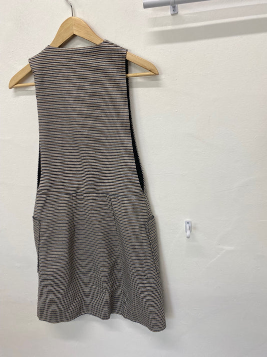 Classic Oliver Bonas Pinafore Dress UK6 Beige Tweed preppy JB006