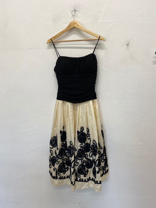 Fabulous S I Fashions Evening Dress UK10 Black and Cream TC002