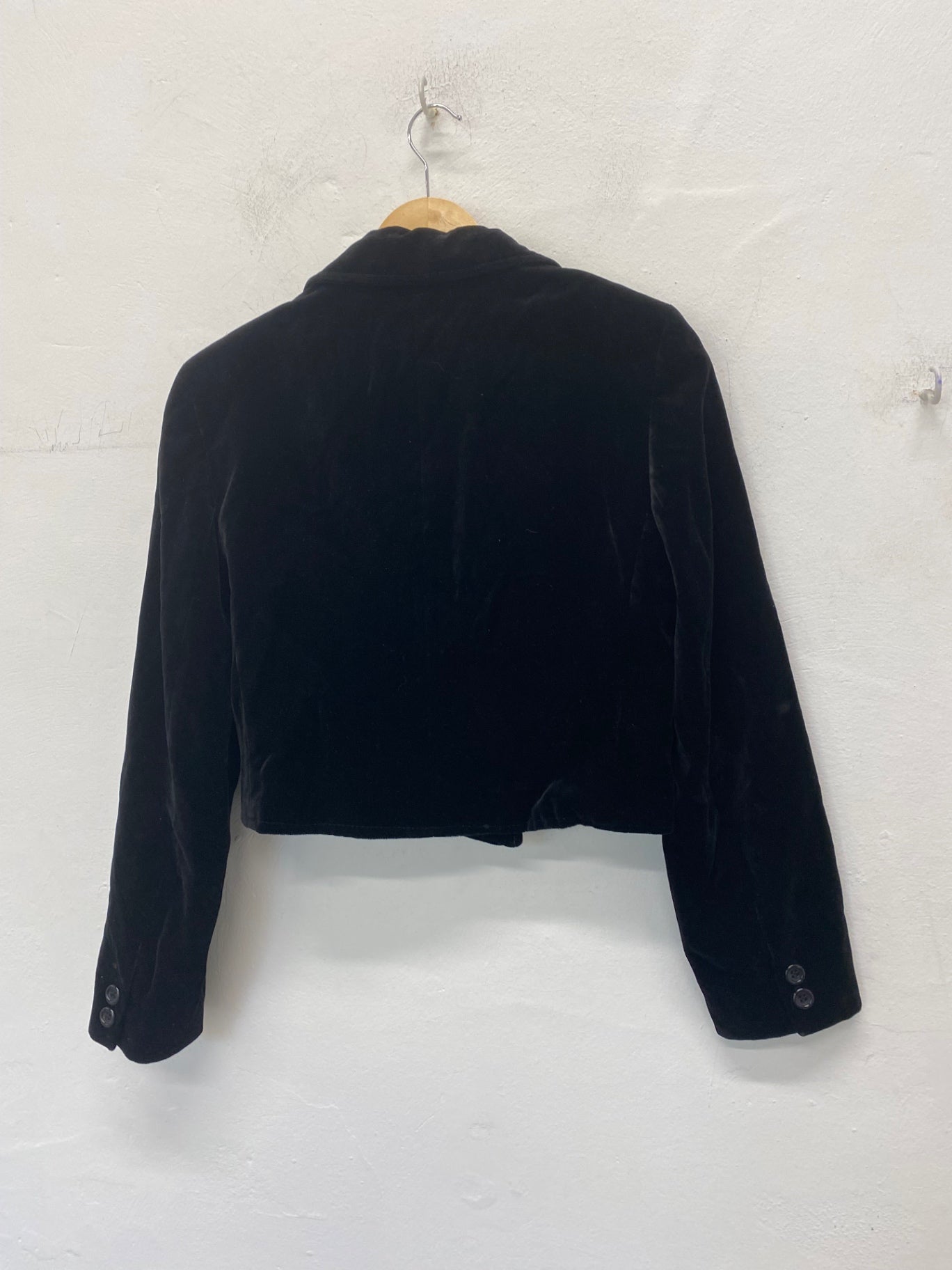 Fabulous Vintage St Michael’s cropped Blazer Uk14 Black 1980’s TC002