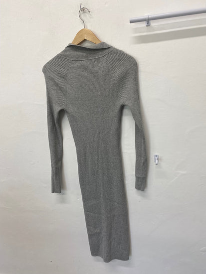 Classic Reiss Midi Dress UkXS Grey ribbed knit JB006