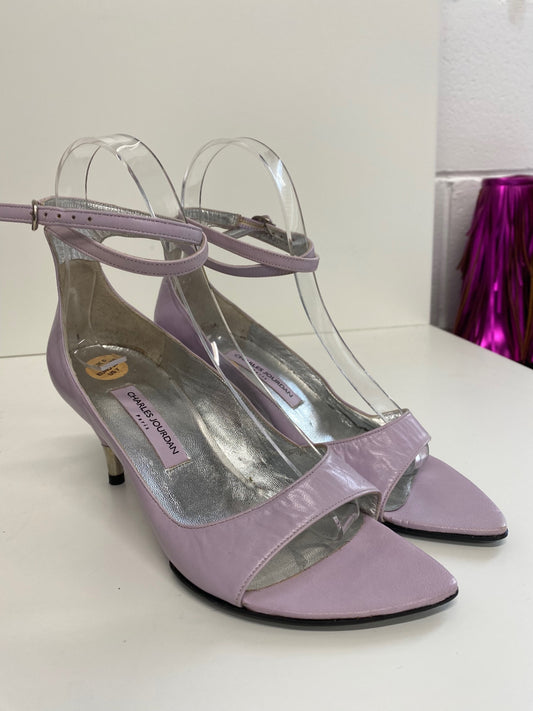 Classic Vintage Charles Jourdan High-heeled shoes Uk5 Lavender ankle strap BT001