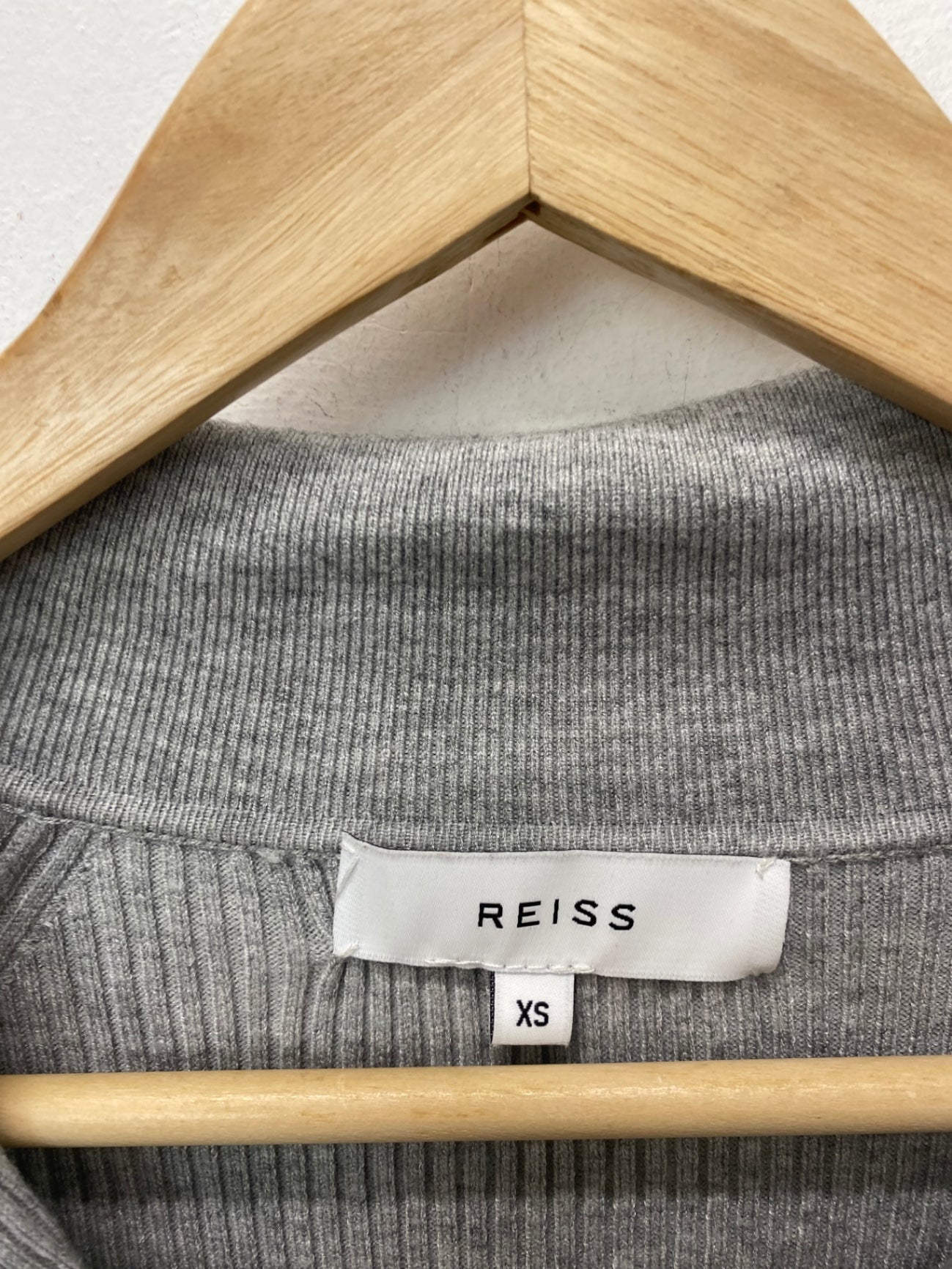 Classic Reiss Midi Dress UkXS Grey ribbed knit JB006