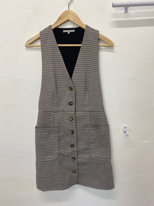 Classic Oliver Bonas Pinafore Dress UK6 Beige Tweed preppy JB006