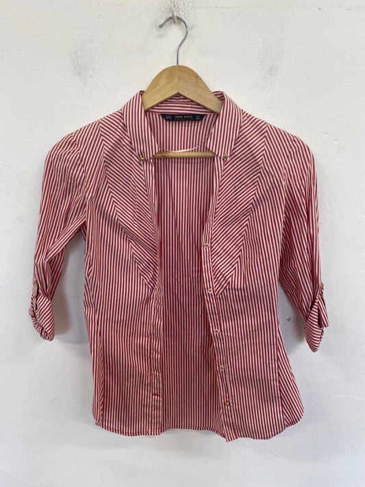 Classic Zara Shirt UK XS Red & White Stripe JB006