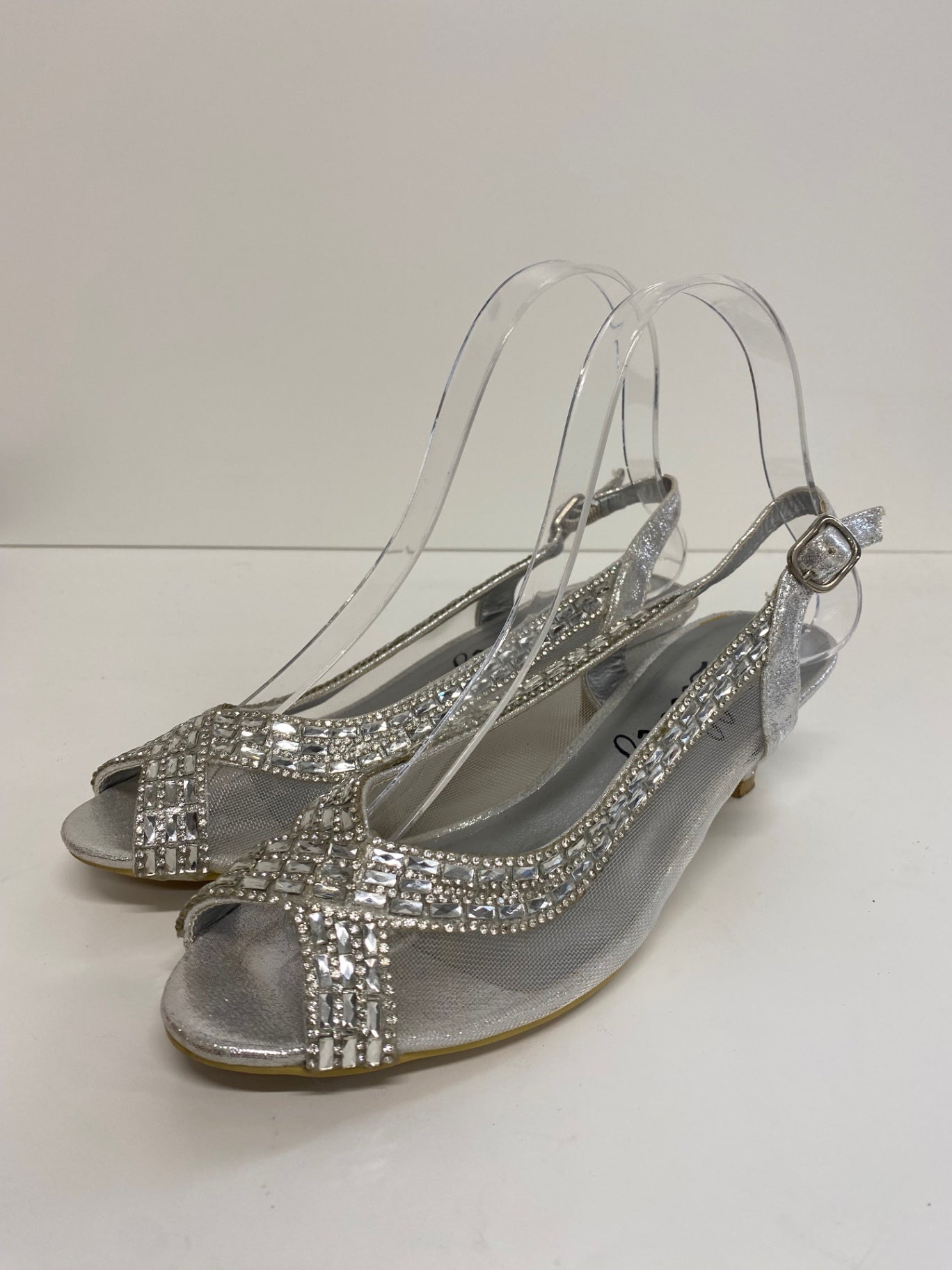 Classic Lilley Occasion Heels UK4 Silver Diamante party Wedding BT001