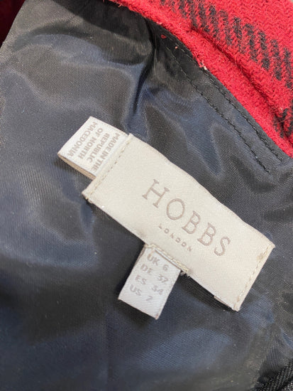 Classic HOBBS Midi Dress Uk 6 Red black checked JB006