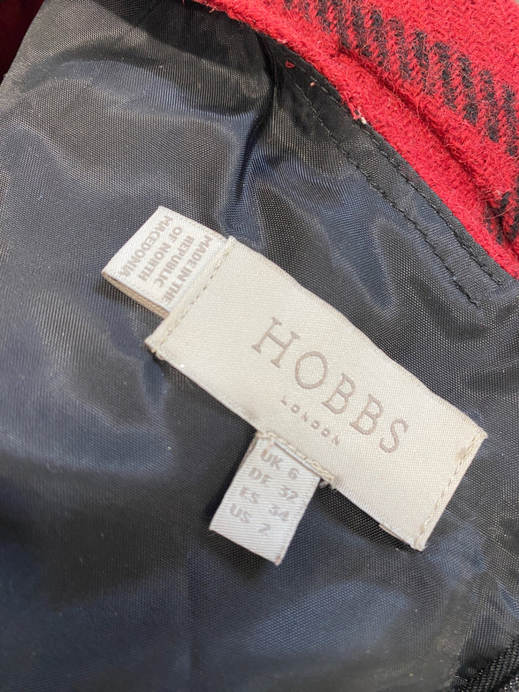 Classic HOBBS Midi Dress Uk 6 Red black checked JB006
