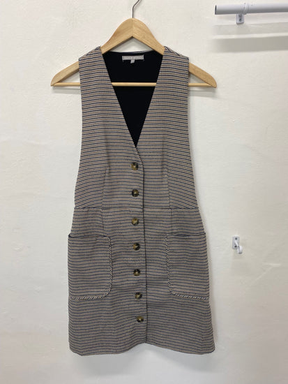 Classic Oliver Bonas Pinafore Dress UK6 Beige Tweed preppy JB006